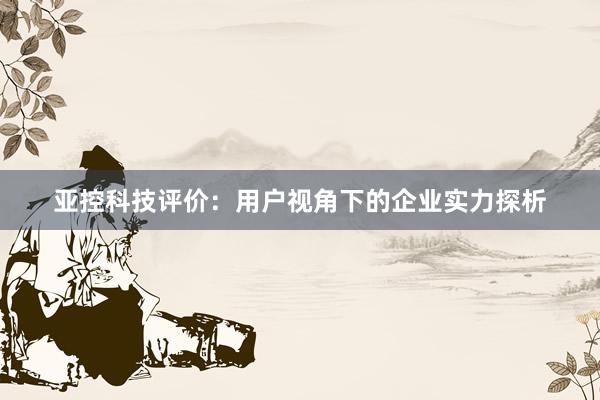 亚控科技评价：用户视角下的企业实力探析